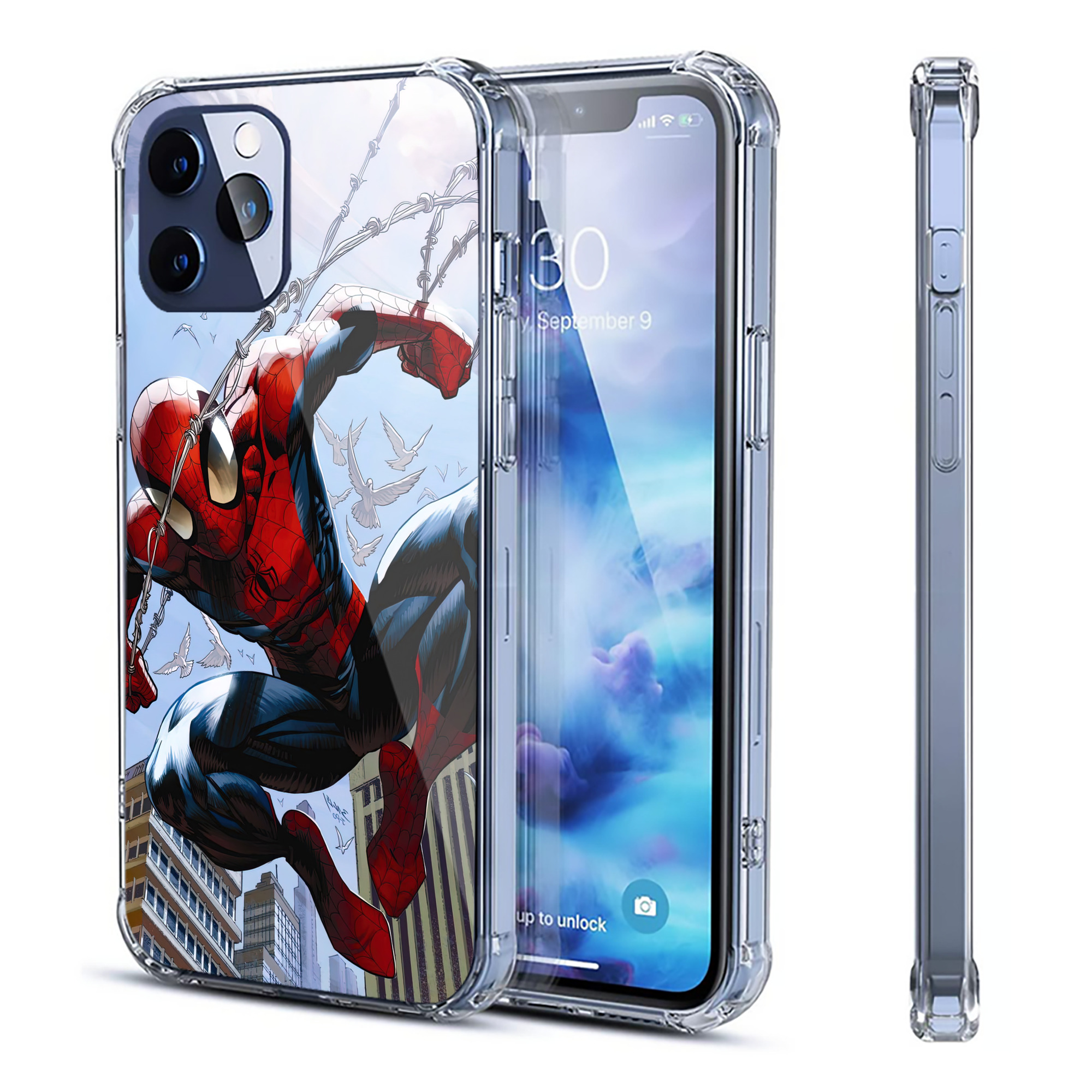 （画像用） Spider Man スパイダーマン 【iPhone 12シリーズ対応】透明スマホケース（クリアソフトケース）